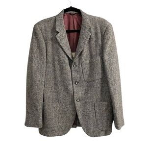 HARRIS TWEED Vintage Hand Woven Wool Blazer Grey 42